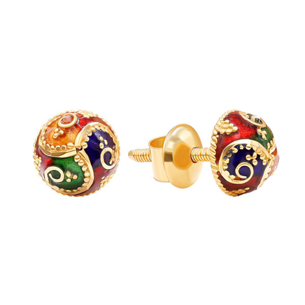 22K Gold Meenakari Stud Earrings (2.40G)