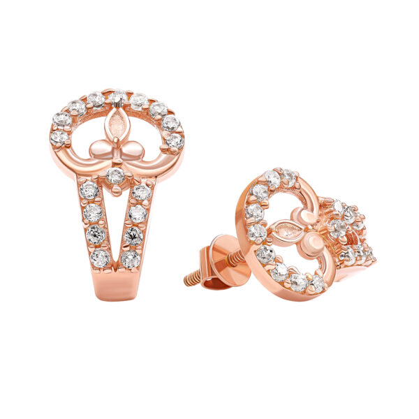 22K Rose Gold CZ Earrings (3.40G)