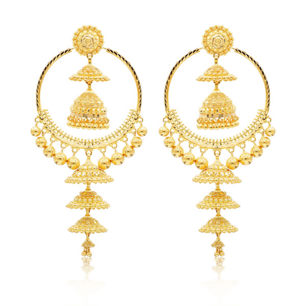 22K Gold Filigree Jhumka Earrings Set (48.70G)