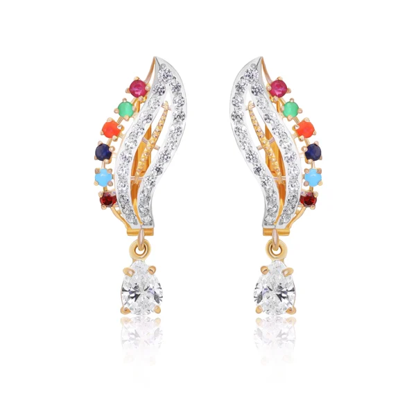 22K Gold Navratna Earrings (5.30G)
