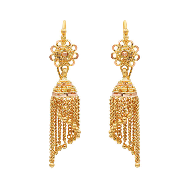 22K Gold Filigree Jhumka Earrings (6.55G)