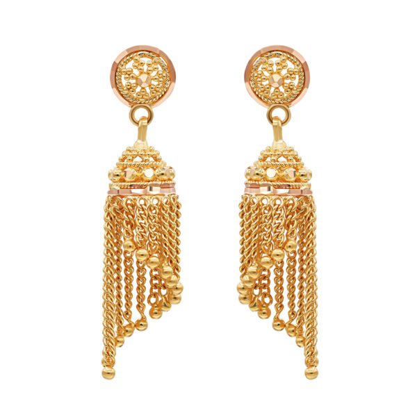 22K Gold Filigree Jhumka Earrings (6.90G)