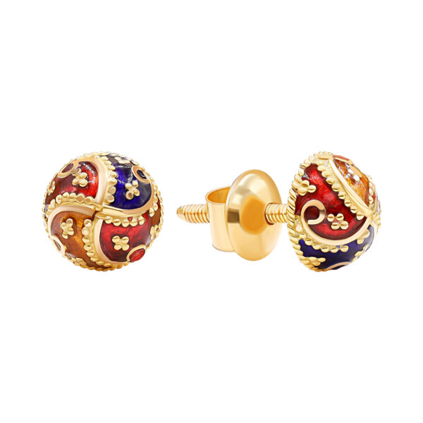22K Gold Meena Stud Earrings (2.40G)