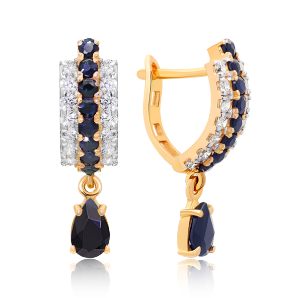 22K Gold Sapphire CZ Earrings (5.45G)