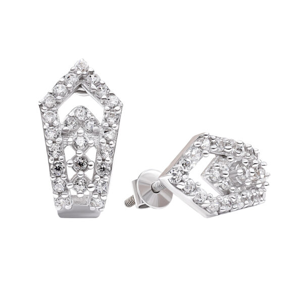 22K White Gold CZ Earrings (3.50G)