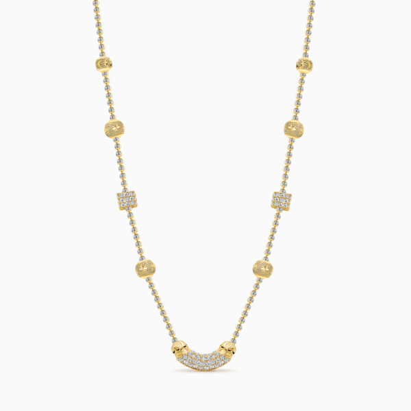 22K Gold Beaded CZ Necklace (13.50G)