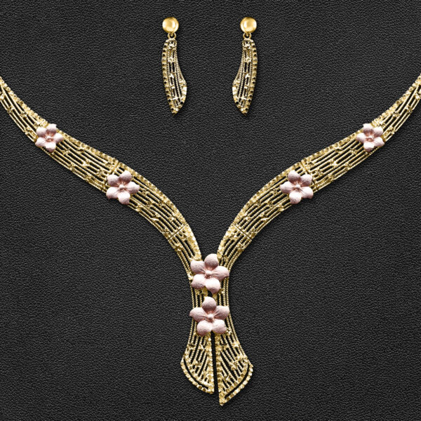 22K Gold Flower Necklace Set (28.05G)
