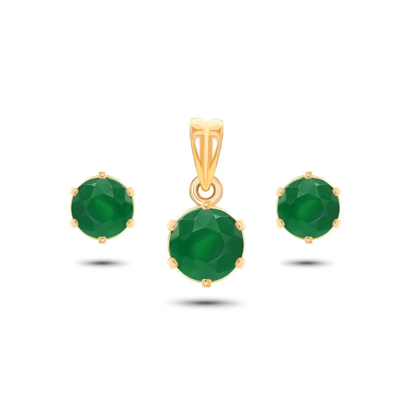 22K Gold Emerald Pendant Set (4.60G)