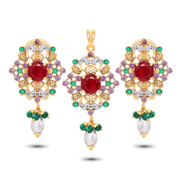 22K Gold Pearl Pendant Set (14.70G)
