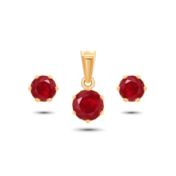 22K Gold Ruby Pendant Set (5.10G)
