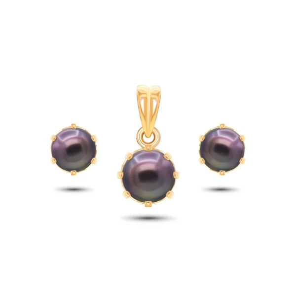 22K Gold Freshwater Pearl Pendant Set (5.35G)