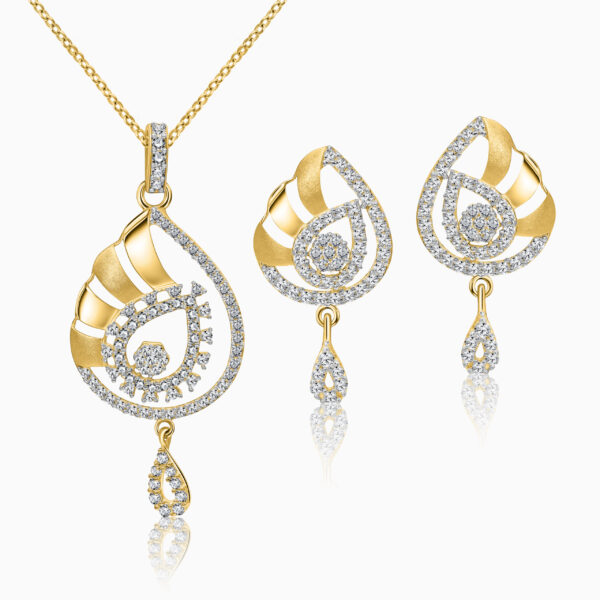 22K Gold CZ Pendant Set (7.45G)