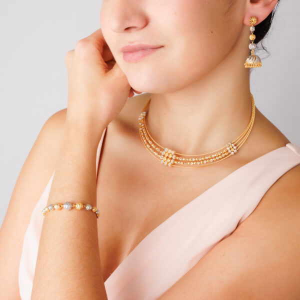 22K Gold Choker Necklace Set & Bracelet (61.05G) - Image 2