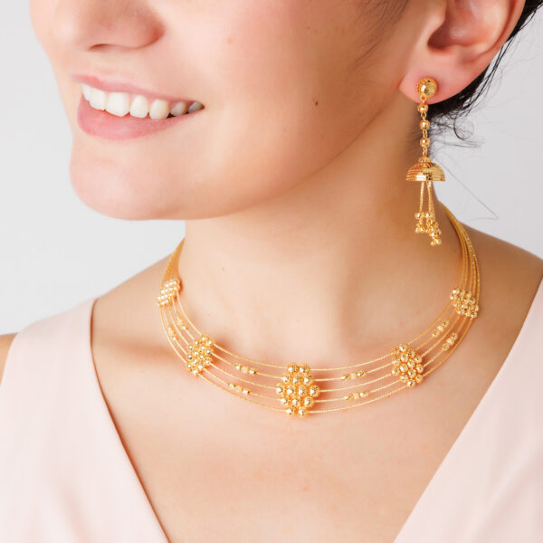 22K Gold Choker Necklace Set (51.20G) - Image 2