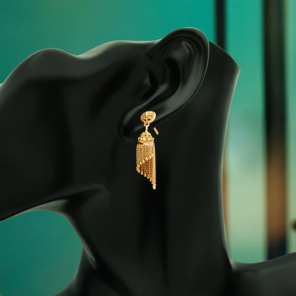 22K Gold Filigree Jhumka Earrings (6.90G) - Image 2