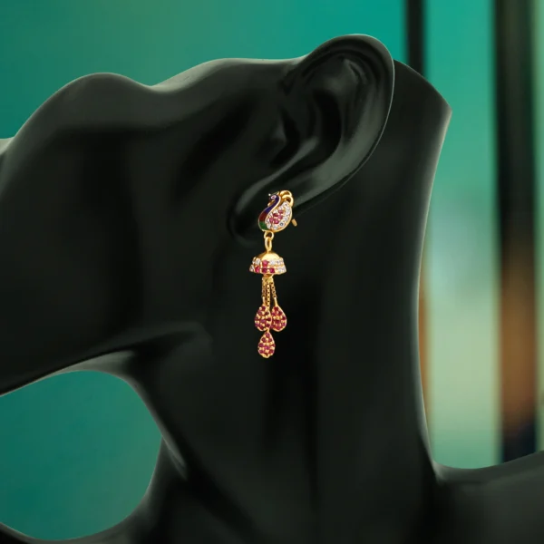 22K Gold Peacock Earrings (7.05G) - Image 2